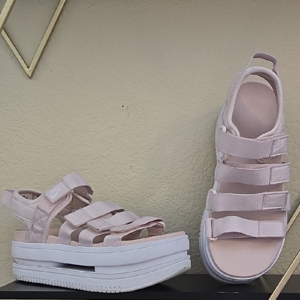 Nike Pink Sandals with Platform Sole